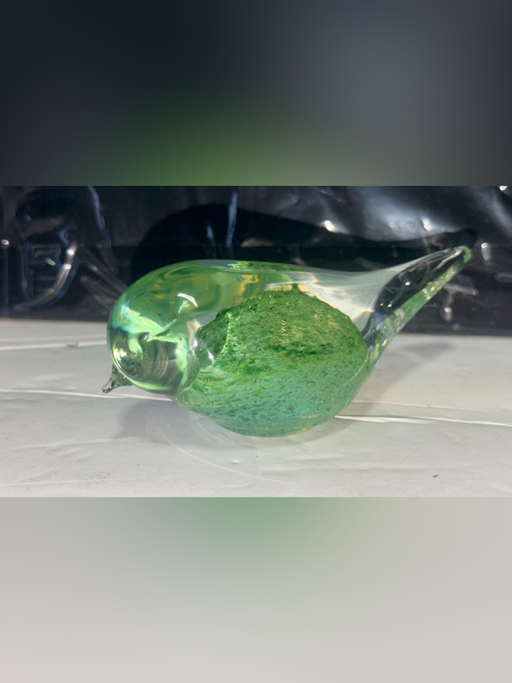 Handblown Green Glass Paperweight